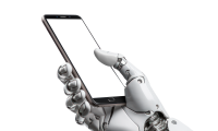 robot holding smartphone